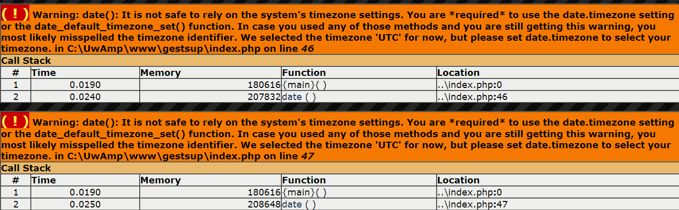 Warning: date()