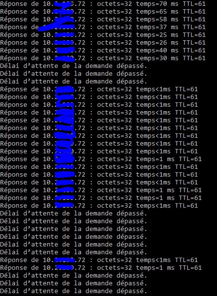 Par contre ping depuis la VM vers sa passerelle aucune coupure