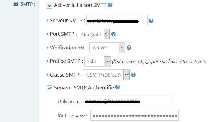 Configuration &quot;SMTP&quot;