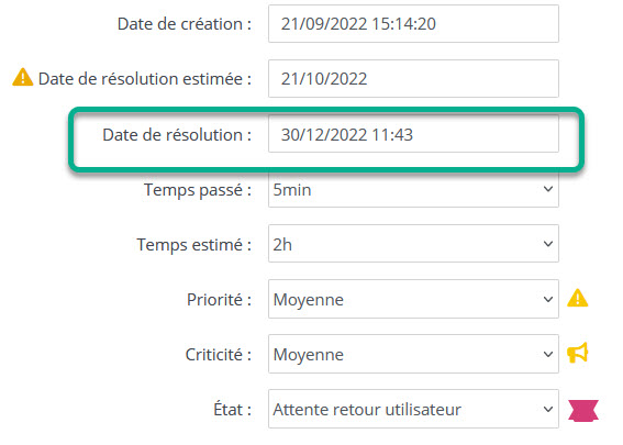 valeur champ "date de résolution"